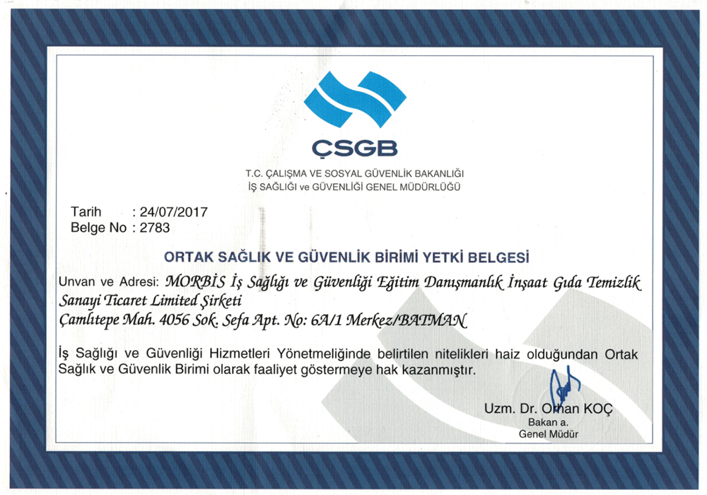 OSGB Yetki Belgesi